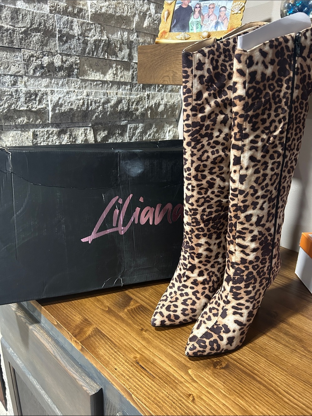 Liliana Leopard-Print Over-the-Knee Pointed Boots - new in box size 7.5